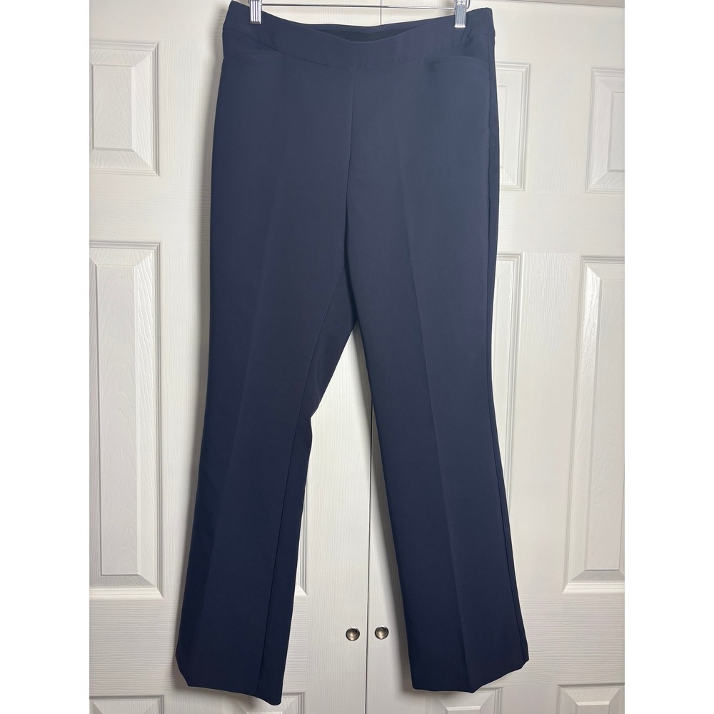 Counterparts Womens Navy Blue Pull On Dress Pants High Rise Straight Leg Large